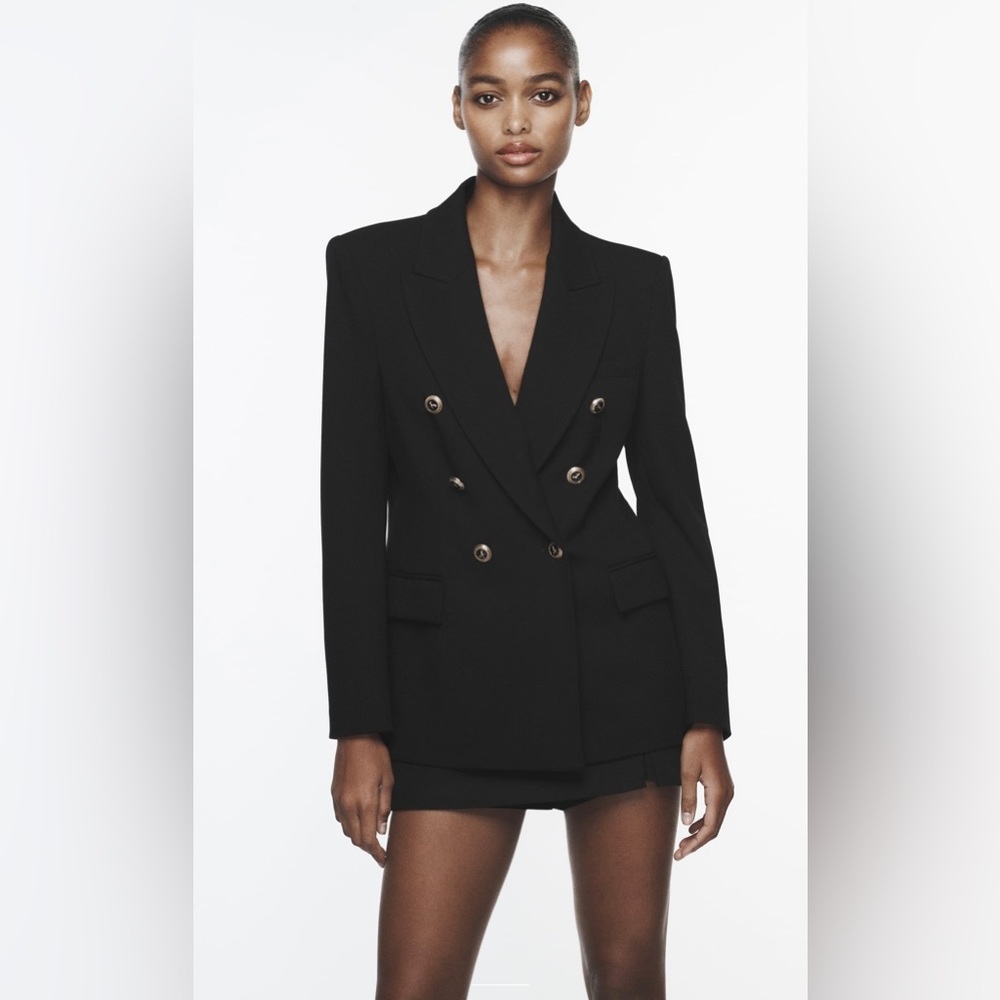 Zara Double-Breasted Black Blazer